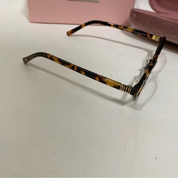 Miu Miu Tortoise Shell Glasses with Pink Velvet Case - Picture 6 of 7